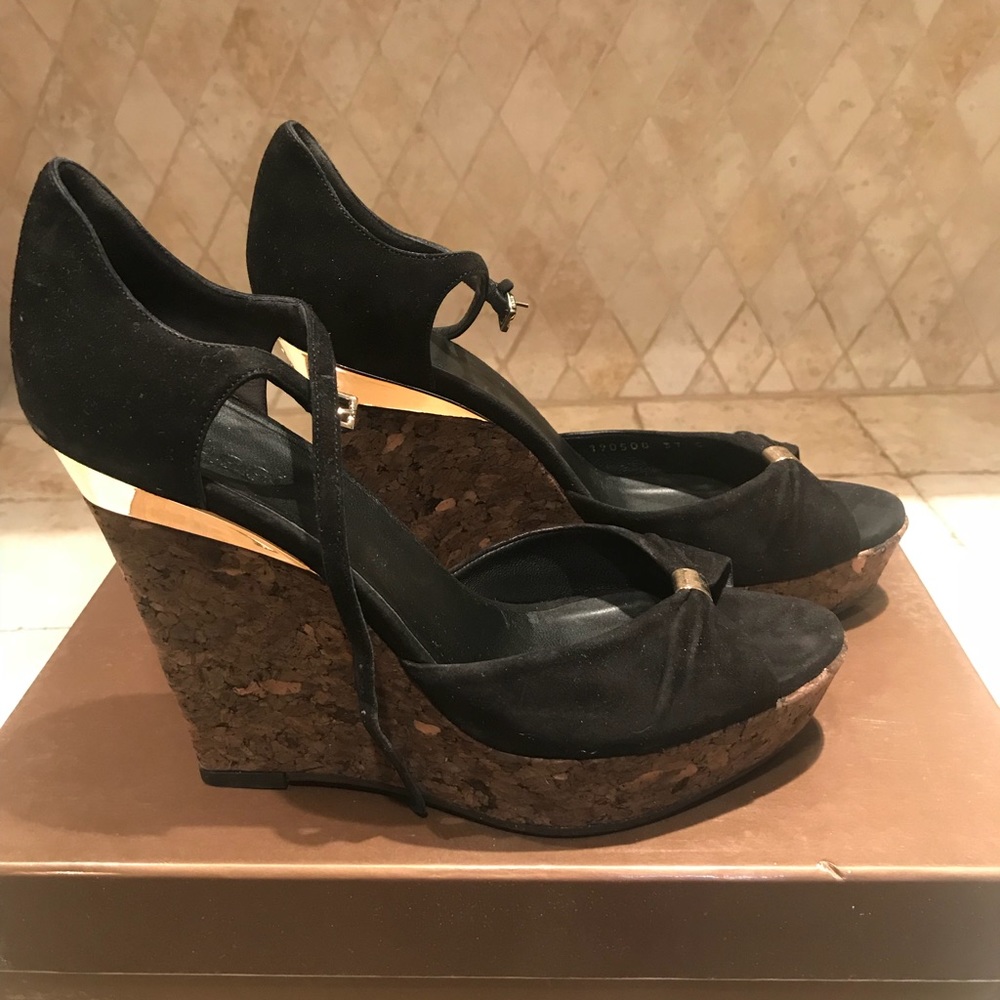 Gucci Black Wedges Sz 37